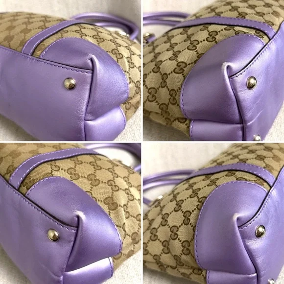 Authentic Gucci tote bag brown monogram canvas purple leather - Picture 15 of 16